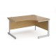 Contract 25 right hand ergonomic desk with silver cantilever leg 1400mm - oak top