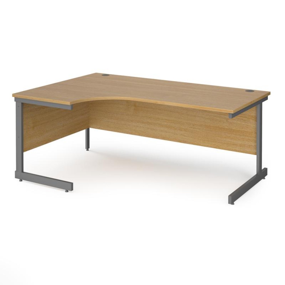 Contract 25 left hand ergonomic desk with graphite cantilever leg 1800mm - oak top