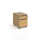 Contract 2 drawer mobile pedestal with graphite finger pull handles - oak