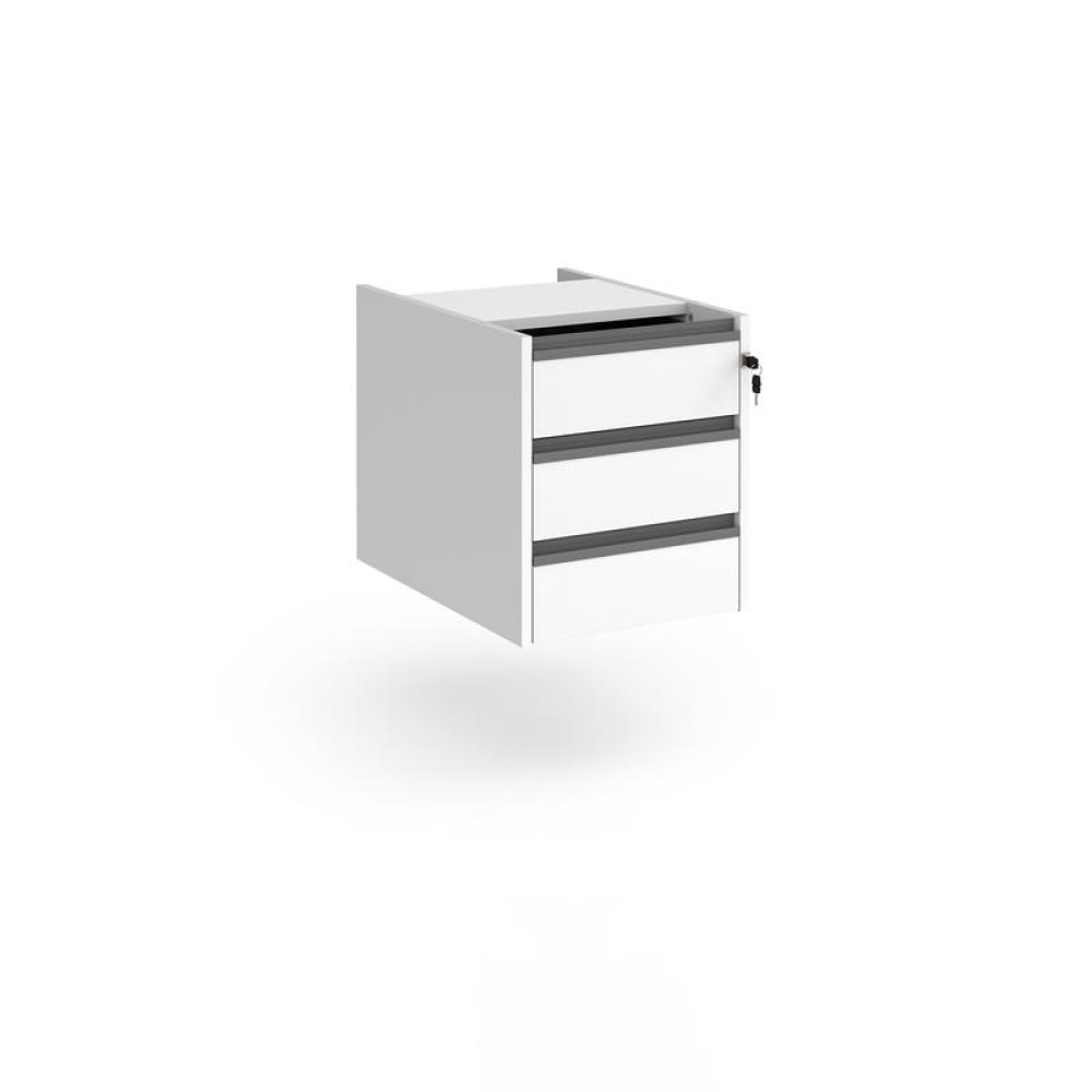 Contract 3 drawer fixed pedestal with graphite finger pull handles - white
