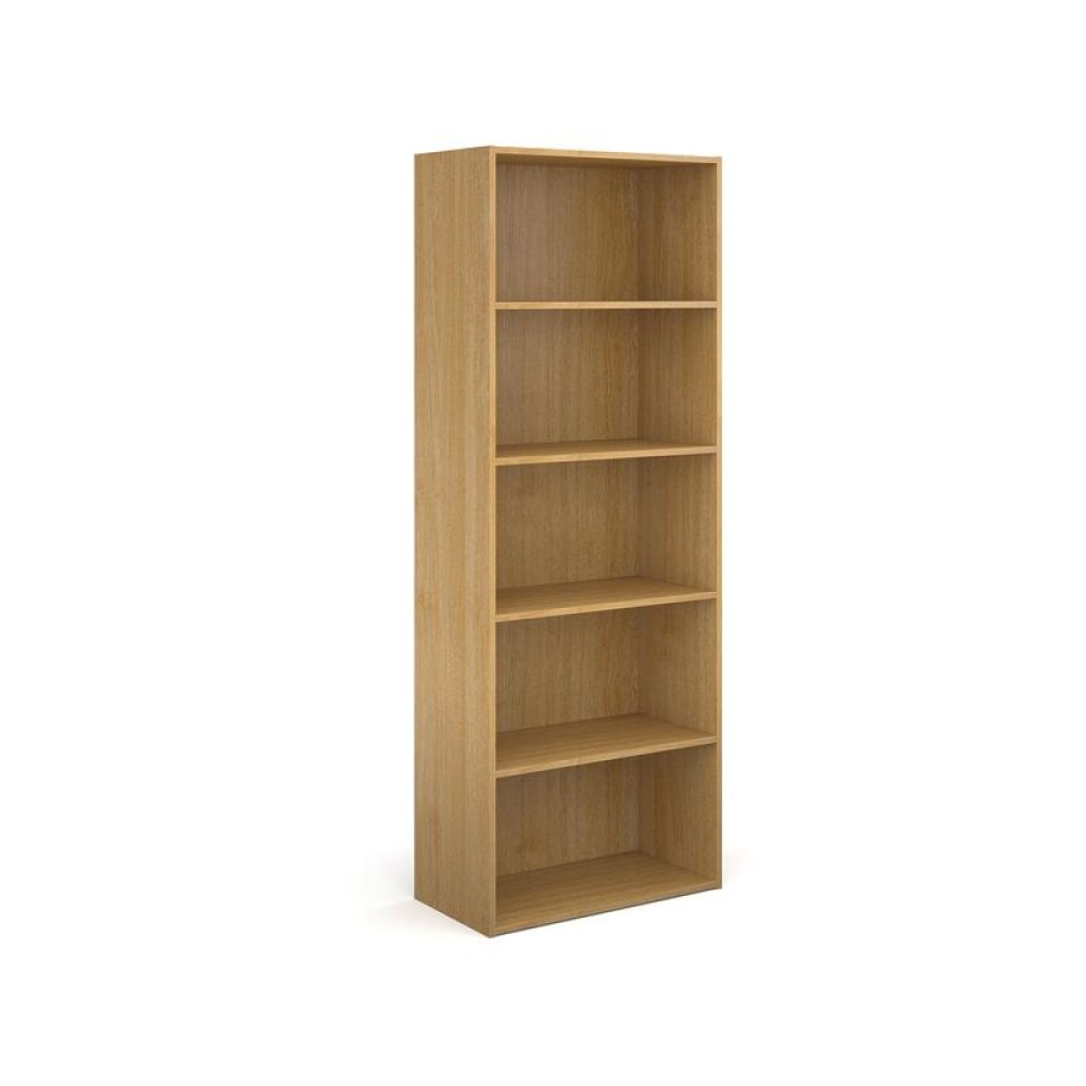 Contract bookcase 2030mm high with 4 shelves - oak