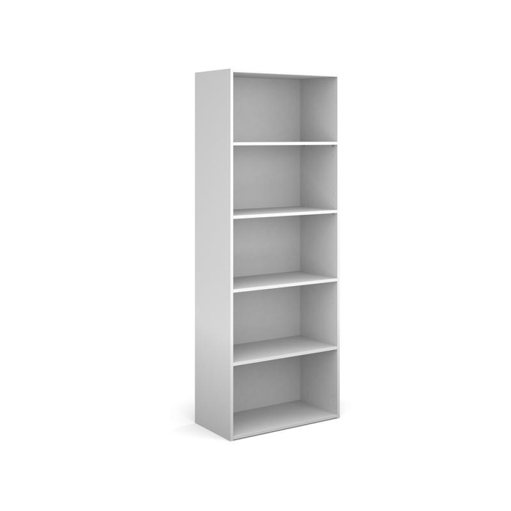 Contract bookcase 2030mm high with 4 shelves - white