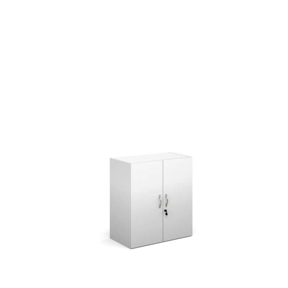 Contract double door cupboard 830mm high with 1 shelf - white