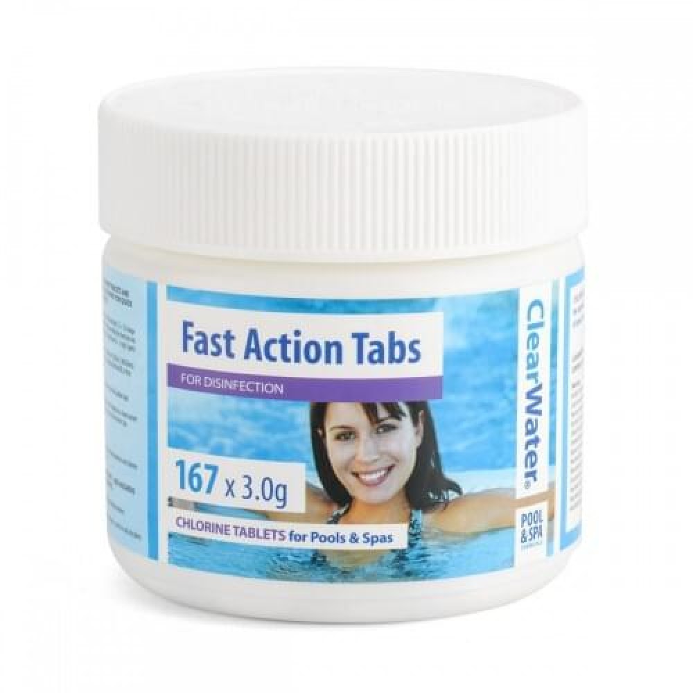 Clearwater CH0022 Fast Action Tabs, Chlorine Tablets for Hot Tub and Pools, Quick Dissolving, 167 Tablets