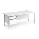 Contract 25 straight desk with 2 drawer pedestal and silver H-Frame leg 1800mm x 800mm - white top