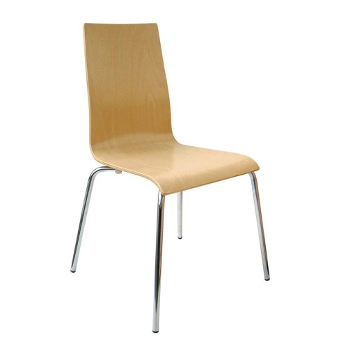 Finish: Beech, Arms: No Arms, Base Type: Chrome 4 Leg, Back Style: Wooden seat & back