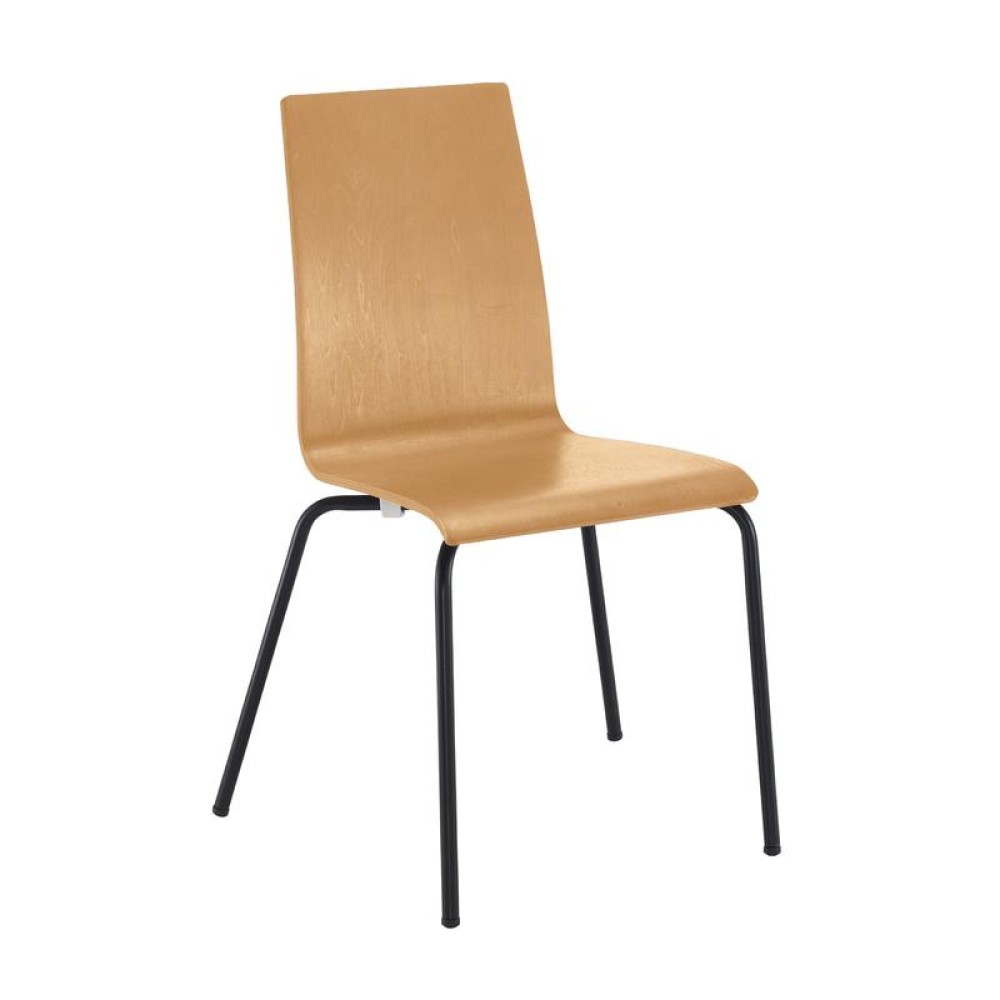 Fundamental dining chair in beech with black frame