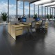Contract 25 left hand ergonomic desk with 3 drawer graphite pedestal and panel leg 1600mm - beech
