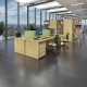 Contract 25 left hand ergonomic desk with 2 drawer silver pedestal and panel leg 1800mm - oak