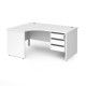 Contract 25 left hand ergonomic desk with 3 drawer graphite pedestal and panel leg 1600mm - white