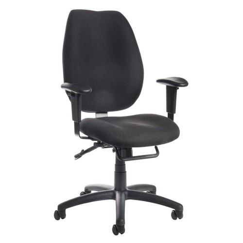 Finish: Black, Arms: Height Adjustable Arms, Base Type: Black 5 Star, Seat Option: Seat Depth Adjustment, Back Style: Fabric
