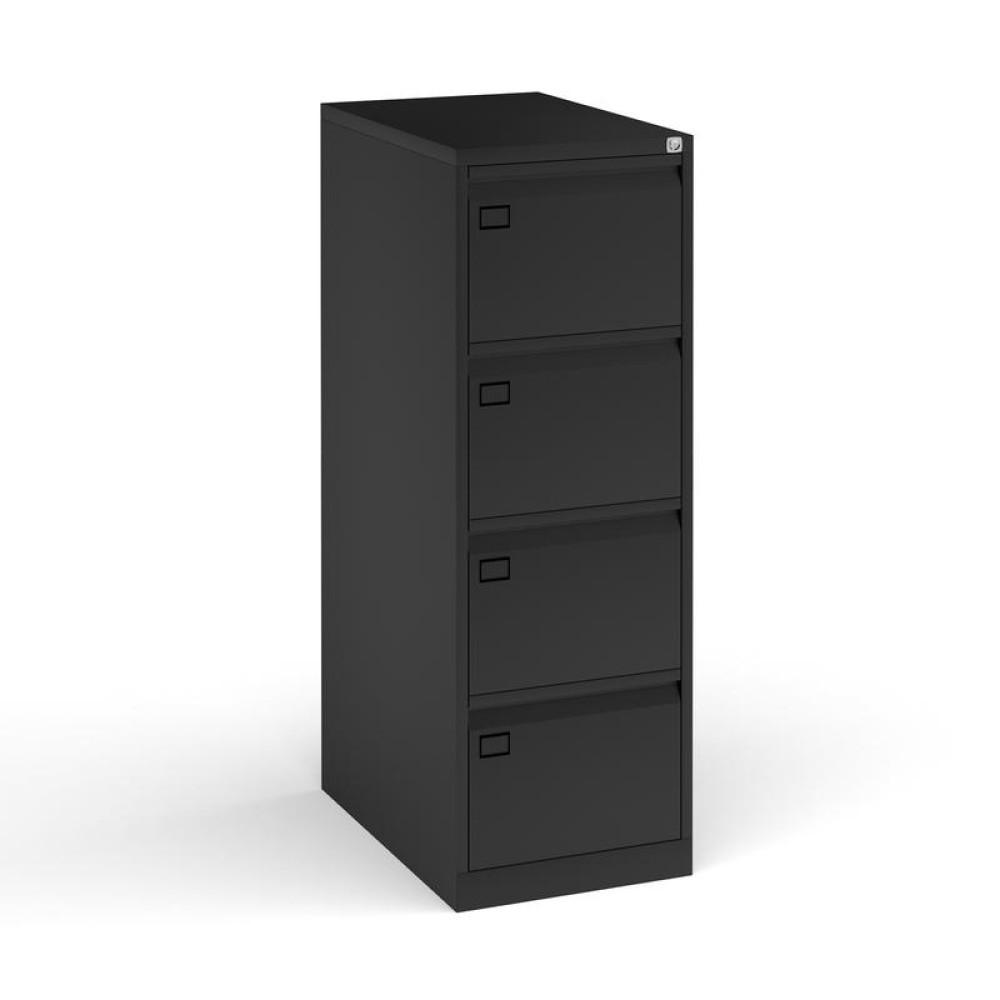 Steel 4 drawer executive filing cabinet 1321mm high - black