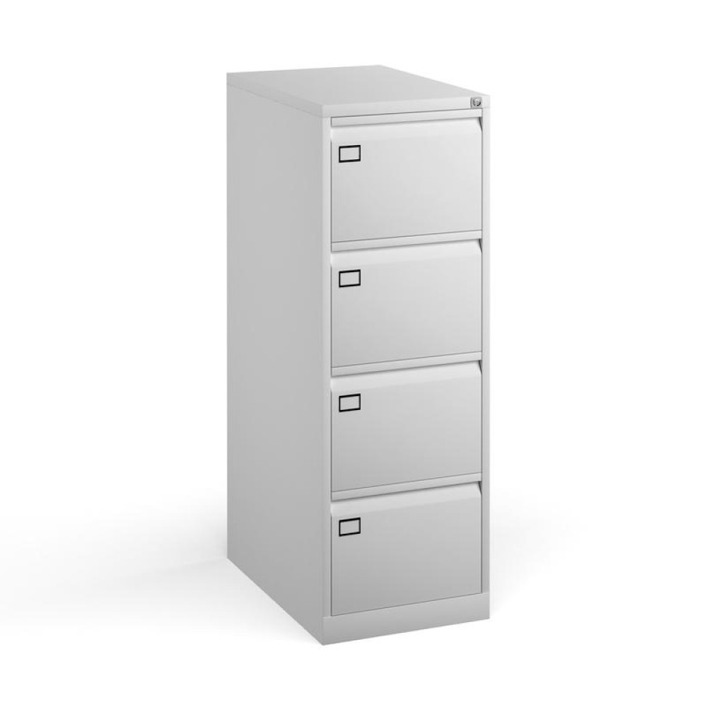 Steel 4 drawer executive filing cabinet 1321mm high - white