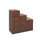 Wooden 4 drawer filing cabinet with silver handles 1360mm high - walnut
