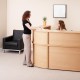 Denver reception 45° curved top unit 800mm - beech with white panels