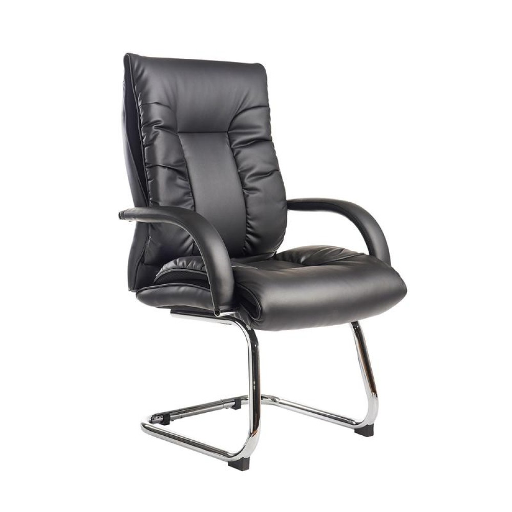 Derby high back visitors chair - black faux leather