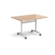Rectangular deluxe fliptop meeting table with white frame 1200mm x 800mm - beech