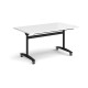 Rectangular deluxe fliptop meeting table with black frame 1400mm x 800mm - white