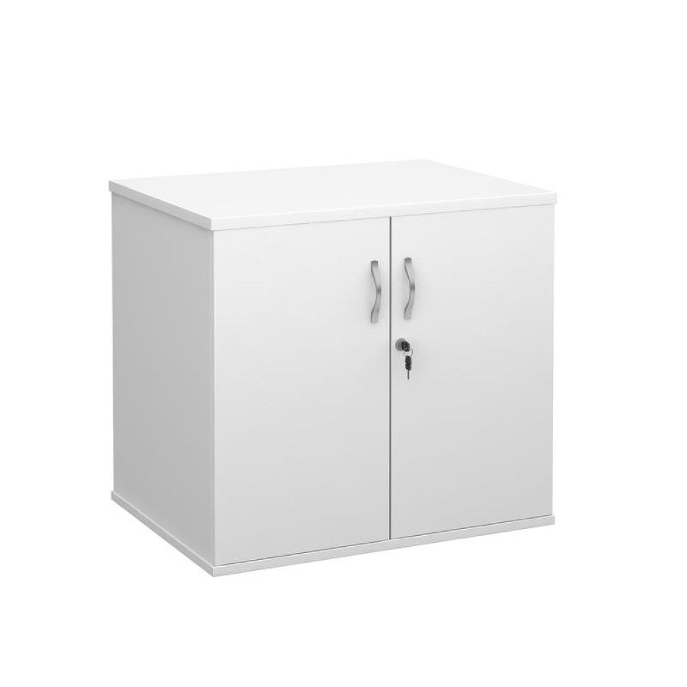 Deluxe double door desk high cupboard 600mm deep - white