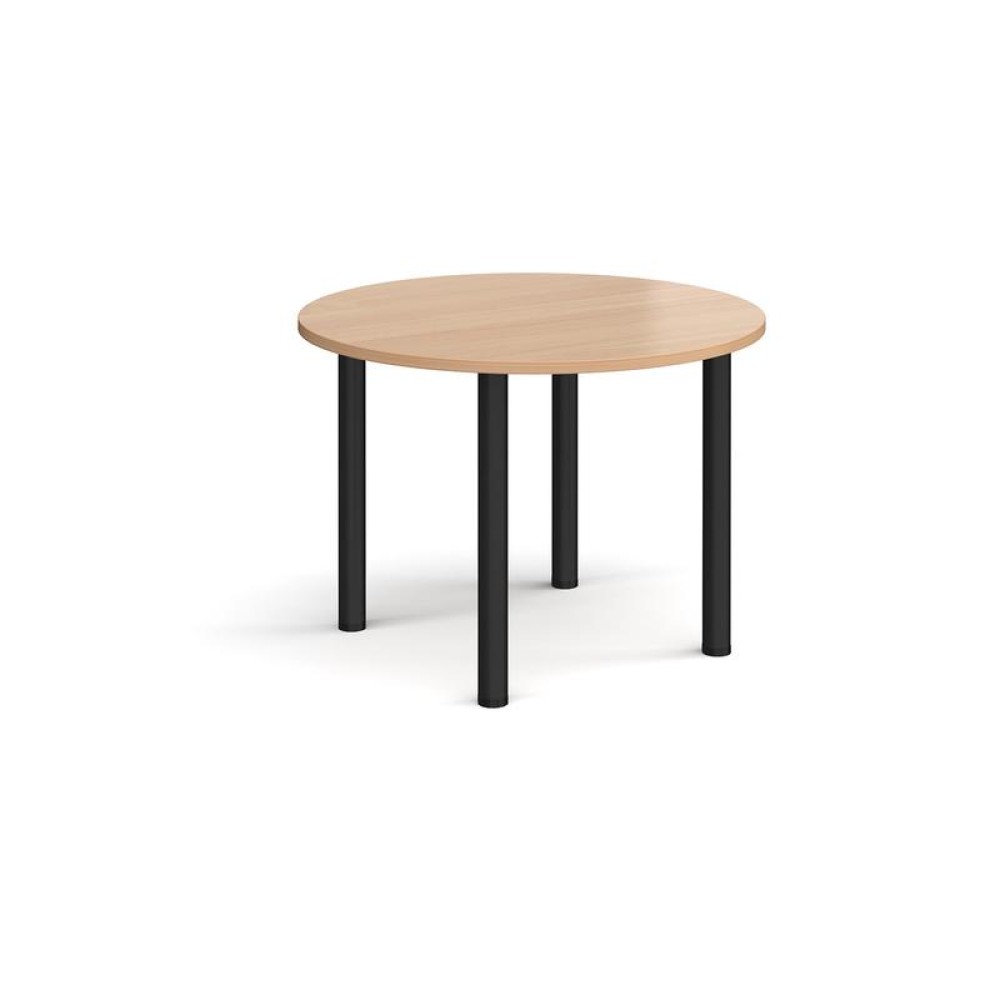 Circular black radial leg meeting table 1000mm - beech