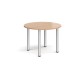 Circular silver radial leg meeting table 1000mm - beech