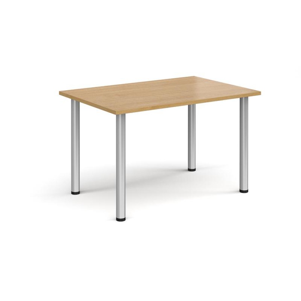 Rectangular silver radial leg meeting table 1200mm x 800mm - oak