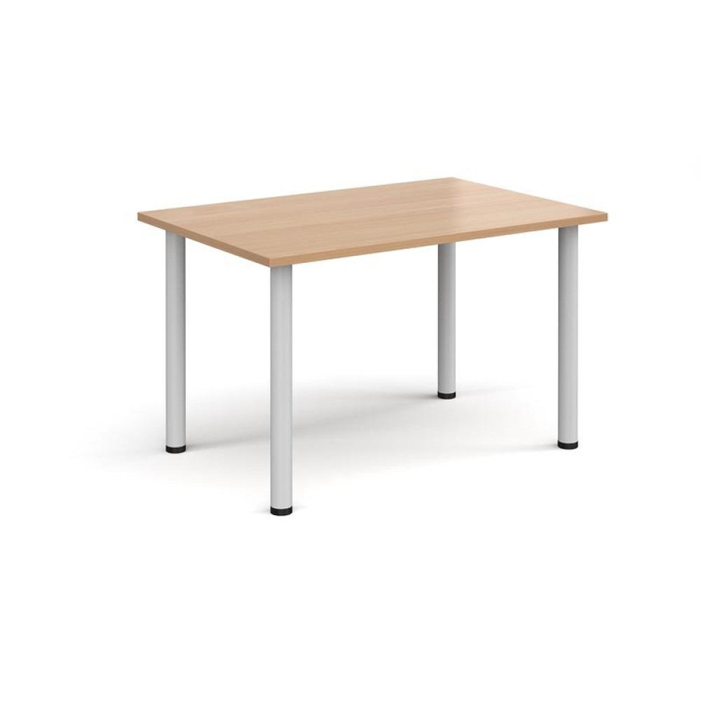 Rectangular white radial leg meeting table 1200mm x 800mm - beech