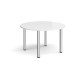 Circular chrome radial leg meeting table 1200mm - white