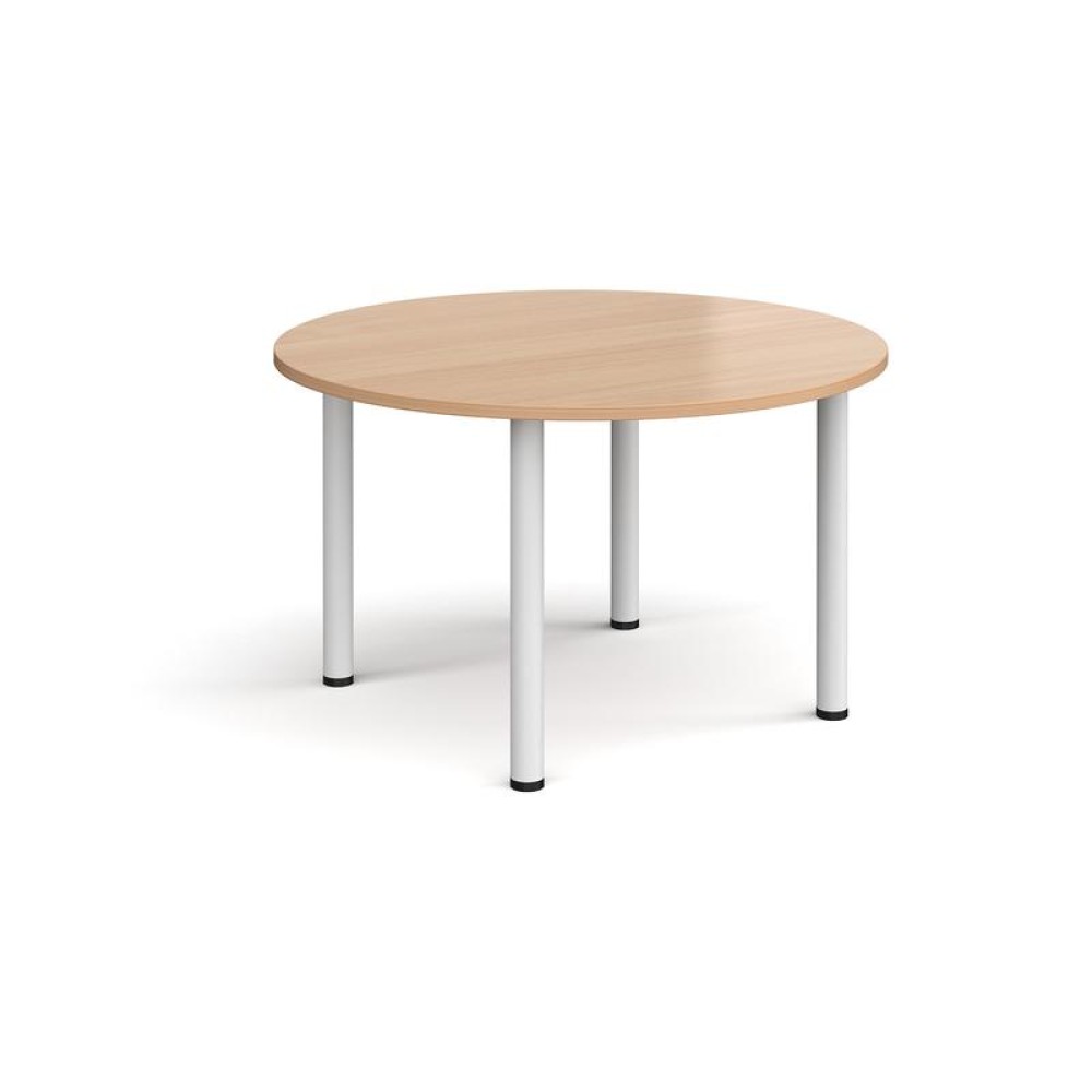 Circular white radial leg meeting table 1200mm - beech