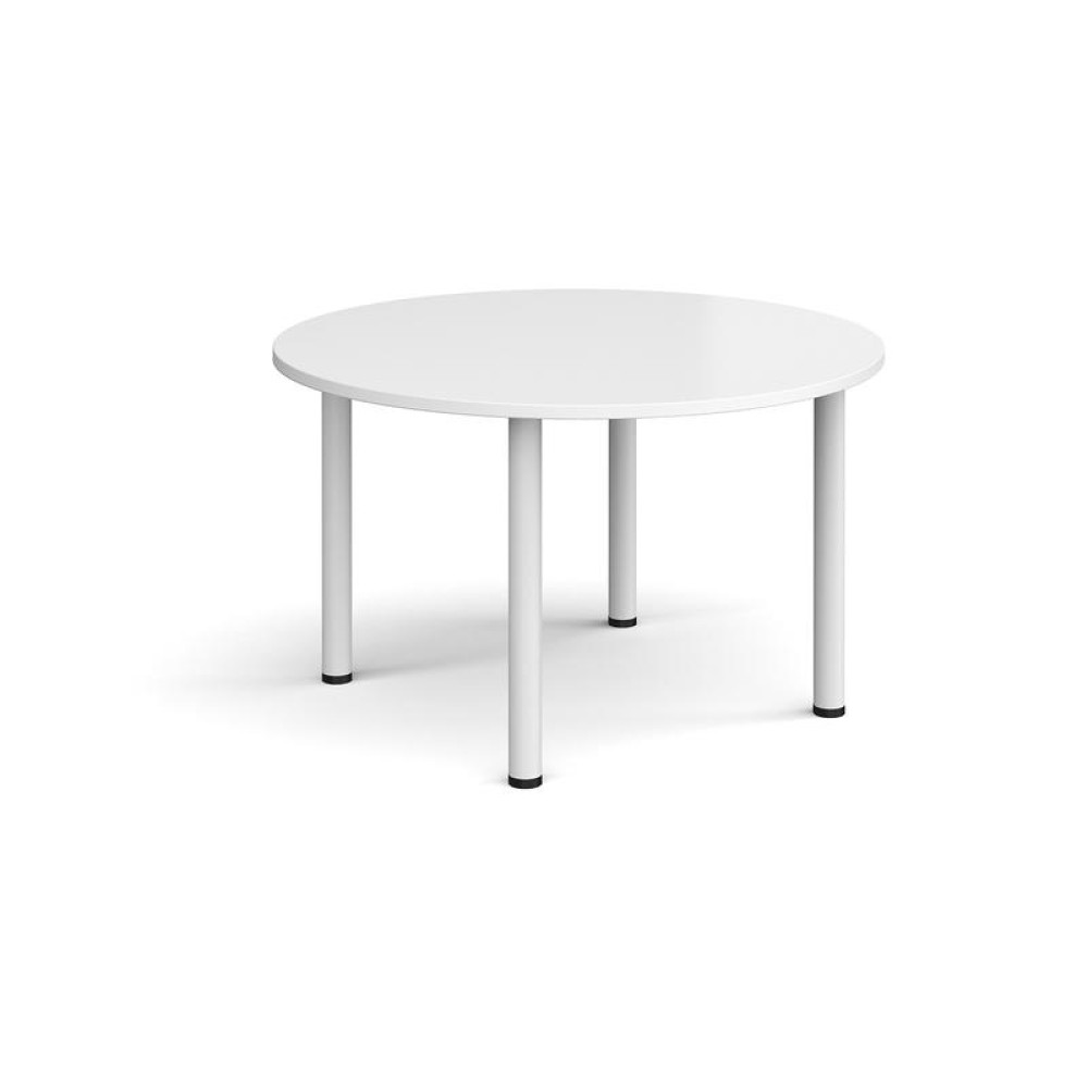 Circular white radial leg meeting table 1200mm - white