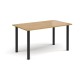 Rectangular black radial leg meeting table 1400mm x 800mm - oak
