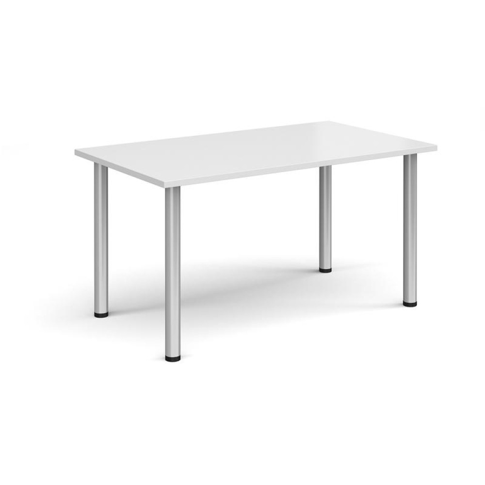 Rectangular silver radial leg meeting table 1400mm x 800mm - white