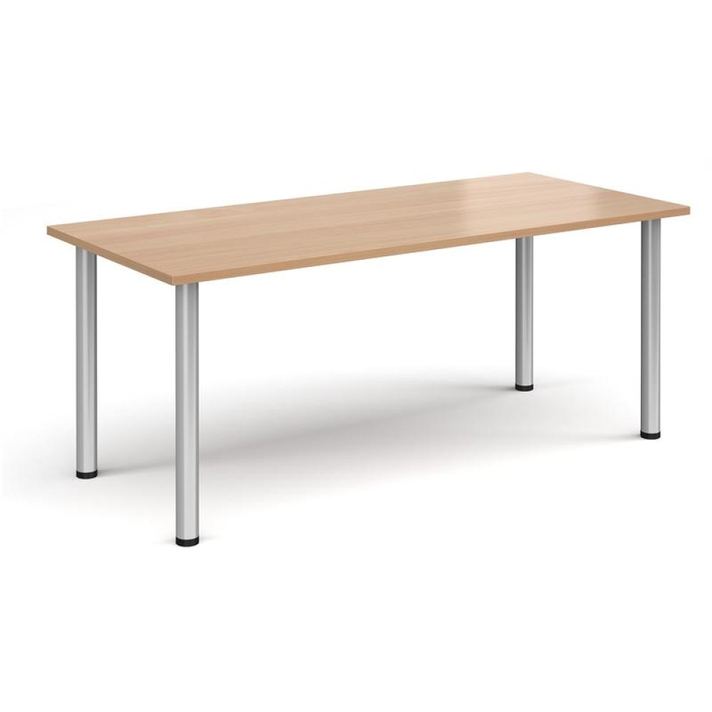 Rectangular silver radial leg meeting table 1800mm x 800mm - beech