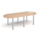 Radial end meeting table 2400mm x 1000mm with 6 chrome radial legs - beech