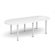 Radial end meeting table 2400mm x 1000mm with 6 white radial legs - white