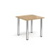 Rectangular chrome radial leg meeting table 800mm x 800mm - oak