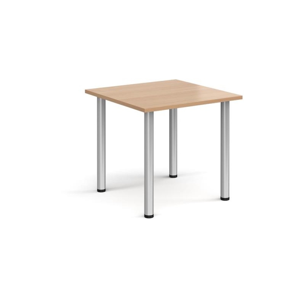 Rectangular silver radial leg meeting table 800mm x 800mm - beech