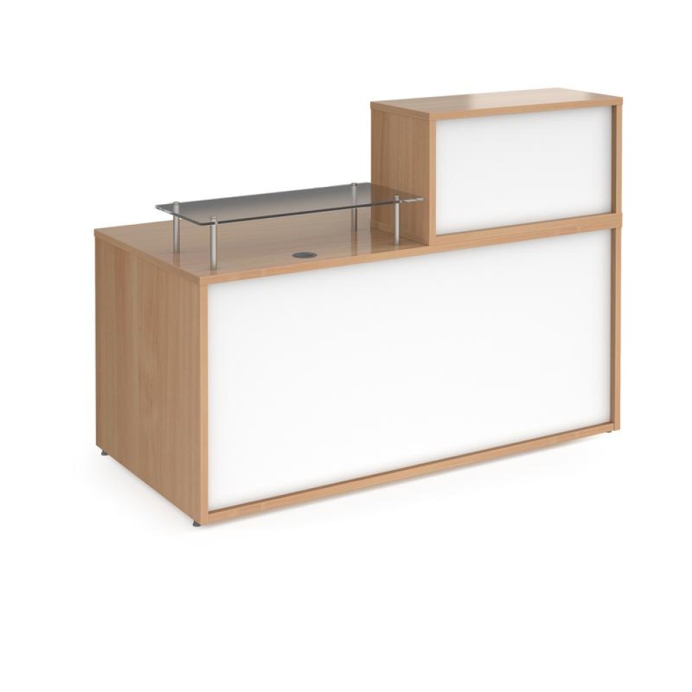 Denver medium straight complete reception unit - beech with white panels