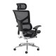 Dynamo Ergo mesh back posture chair with chrome base and head rest - black