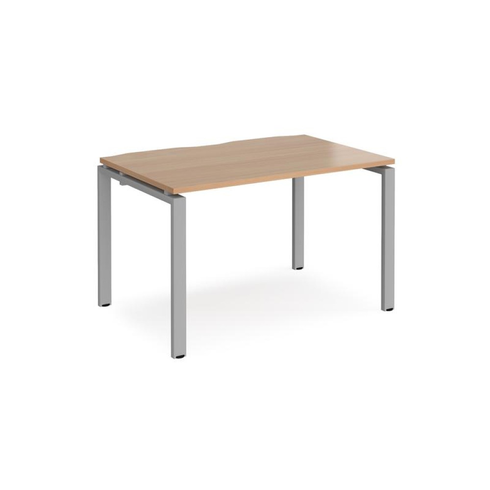 Adapt single desk 1200mm x 800mm - silver frame, beech top