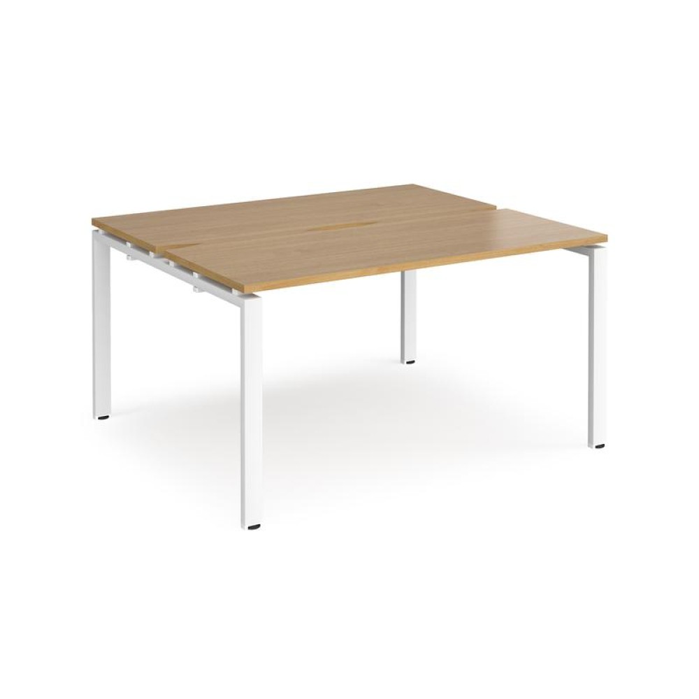 Adapt back to back desks 1400mm x 1200mm - white frame, oak top