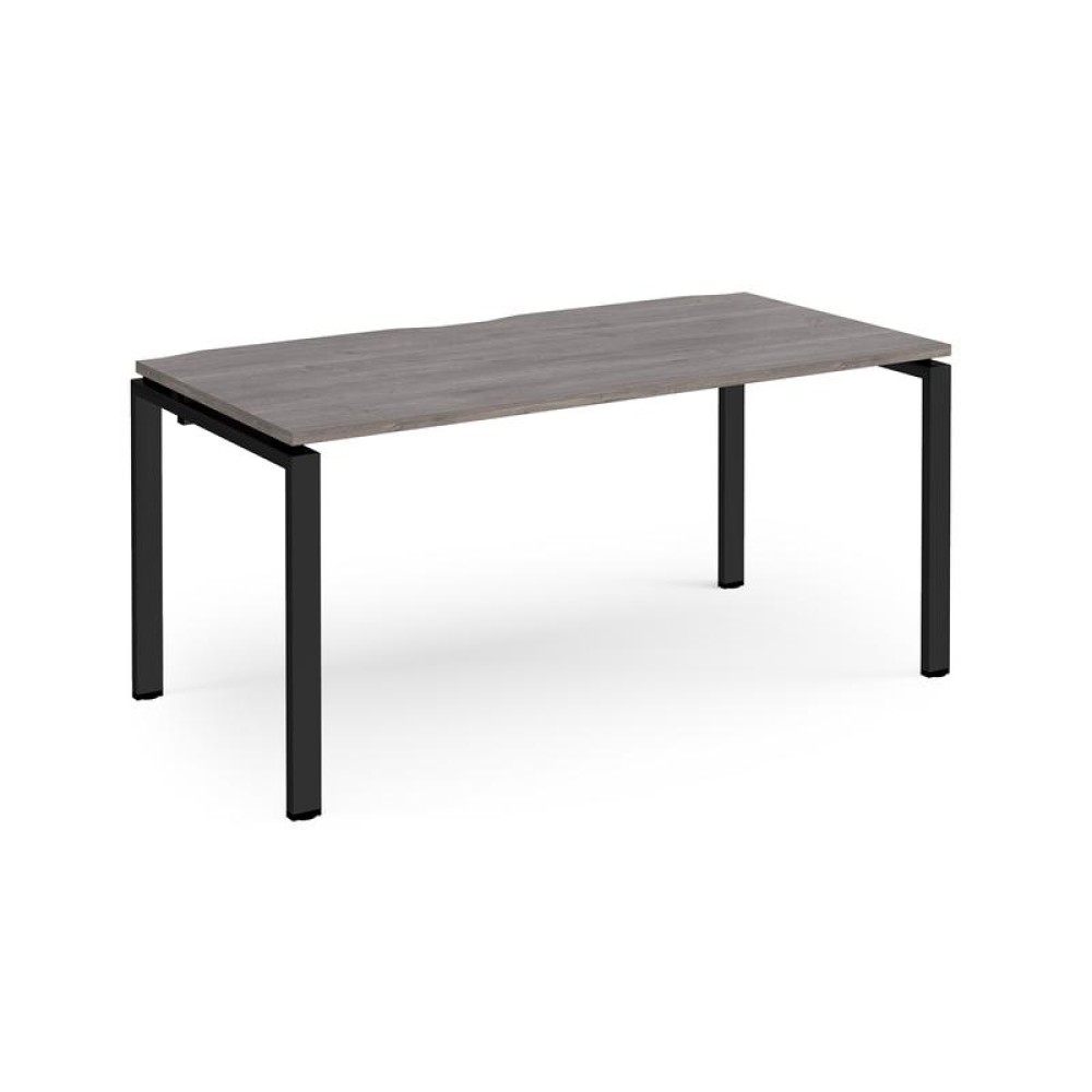 Adapt single desk 1600mm x 800mm - black frame, grey oak top