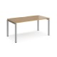 Adapt single desk 1600mm x 800mm - silver frame, oak top