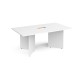 Arrow head leg rectangular boardroom table 1800mm x 1000mm with central cutout 272mm x 132mm - white