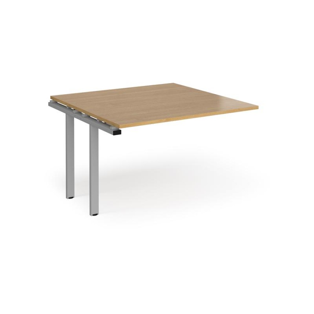Adapt boardroom table add on unit 1200mm x 1200mm - silver frame, oak top