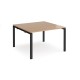 Adapt square boardroom table 1200mm x 1200mm - black frame, beech top