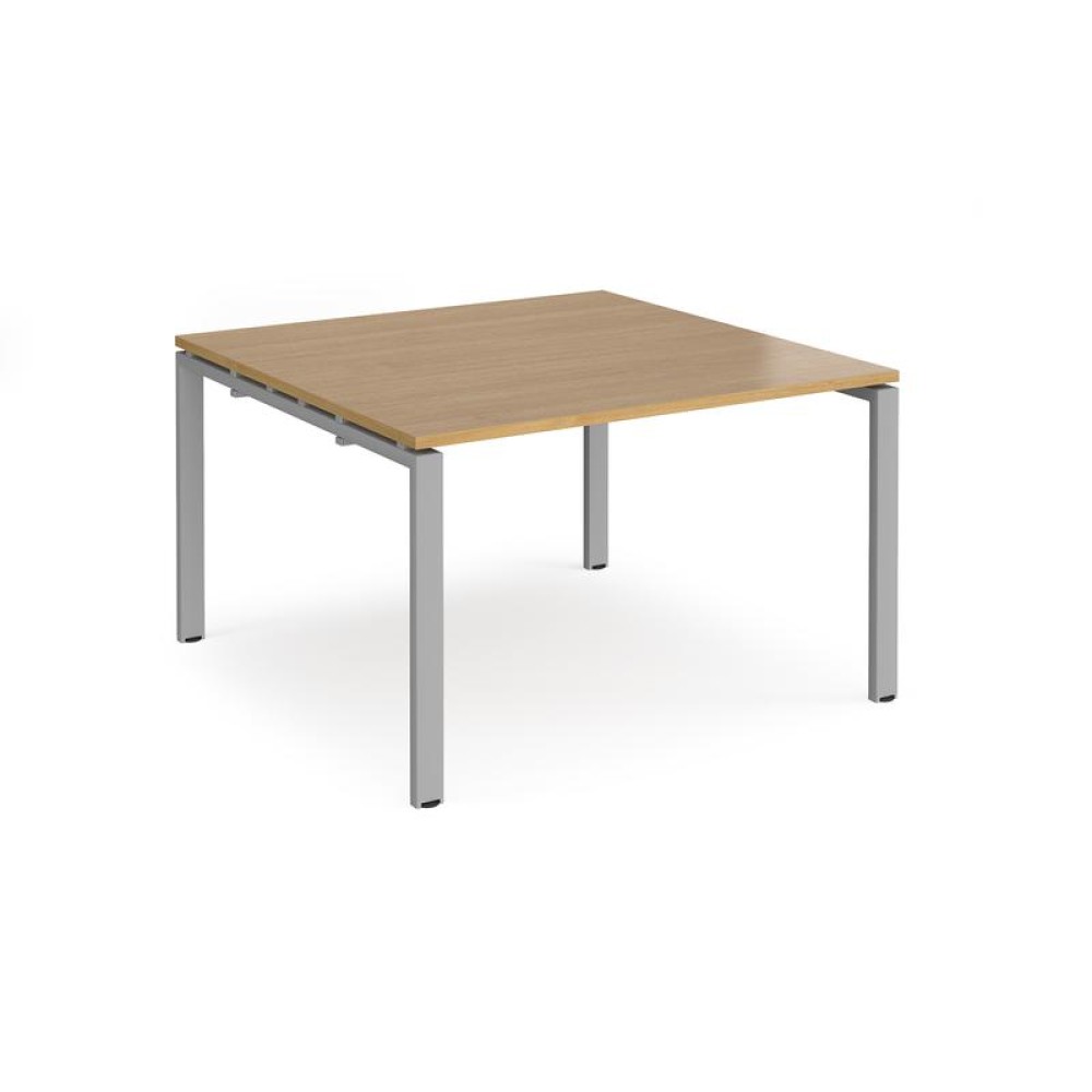 Adapt square boardroom table 1200mm x 1200mm - silver frame, oak top