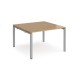 Adapt square boardroom table 1200mm x 1200mm - silver frame, oak top