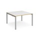 Adapt square boardroom table 1200mm x 1200mm - silver frame, white top with oak edging