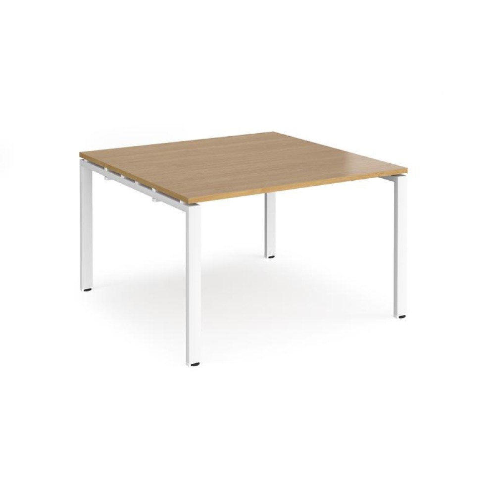 Adapt boardroom table starter unit 1200mm x 1200mm - white frame, oak top